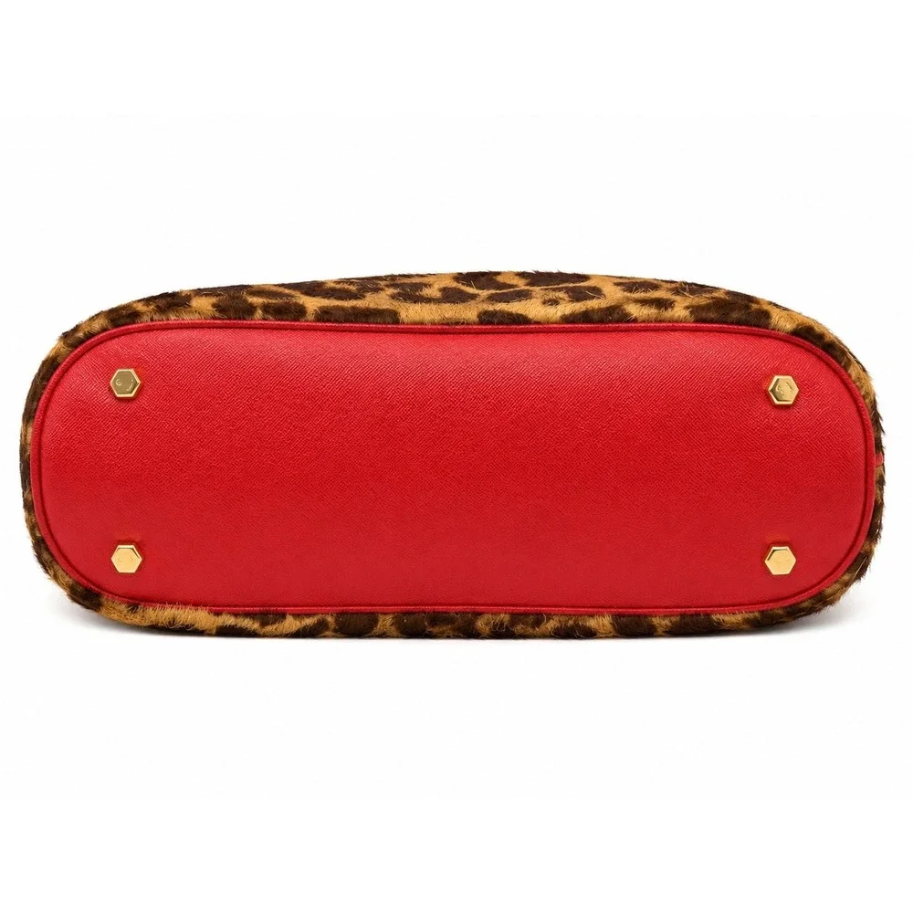 Ivanka Trump Leopard Print Red Satchel Bag